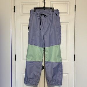 Snowverb Women’s Colorblock Oversized Purple Green Large Snowboard Ski Pants NWT